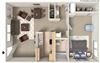 One bedroom floor plan image at River Oaks Apartments in Tucson AZ